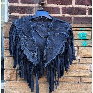 Custom made denim fringe Poncho.